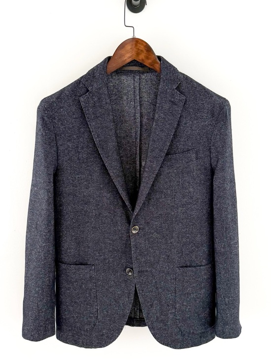 Eleventy Other - Eleventy Navy Silk Wool-Blend Two-Button Sport Coat Blazer Navy Textured 38R